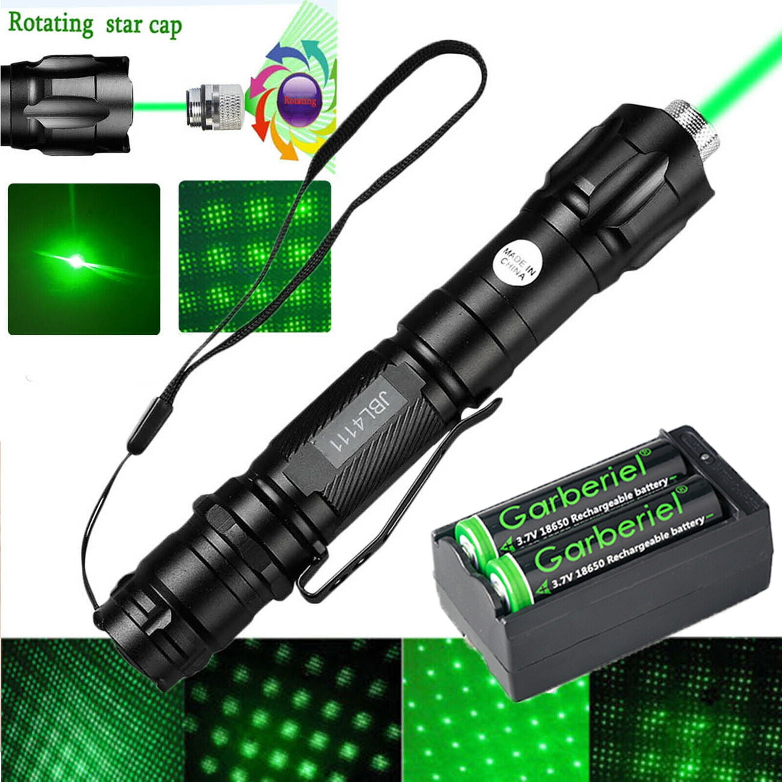 900miles 532nm Green Laser Pointer Pen Focus Beam Lazer+Safety Glasses+Batt+Char 