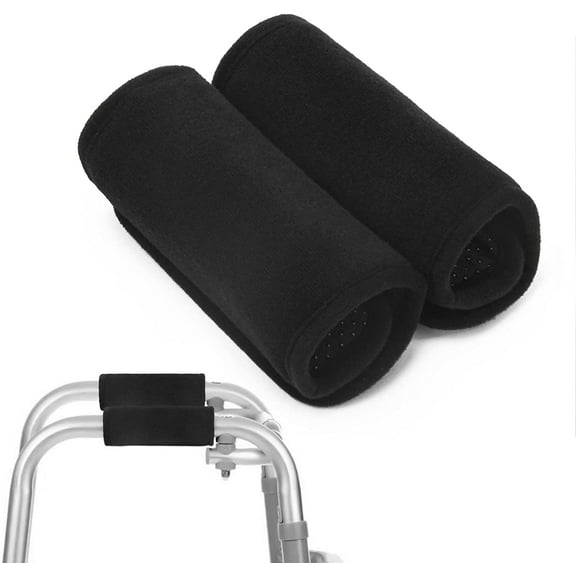 2 Pack Walker Hand Grips Cover, Coldairsoap Walker Cushion Hand Grips For Rolling Wheelchair, Elderly Grippers, Rollator Handle Black