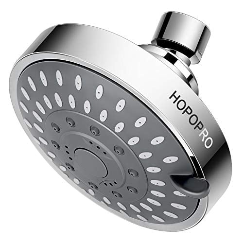 High-Pressure Fixed Shower Head,Bathroom Showerhead 4 Inch,Wall Mount Shower Head,360 ° Adjustable Round Shower Head,Chrome Shower Head,5 Spray Settings,for Bathroom Shower Heads Silver 