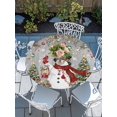 thumbnail image 6 of Round Fitted Tablecloth with Elastic Edge, Grey Christmas Waterproof Table Cloth Table Cover for 36"-44" Tables, Snowman Xmas Tree Ball Snowflake Winter Wooden Tablecloths for Dining Party Outdoor, 6 of 9