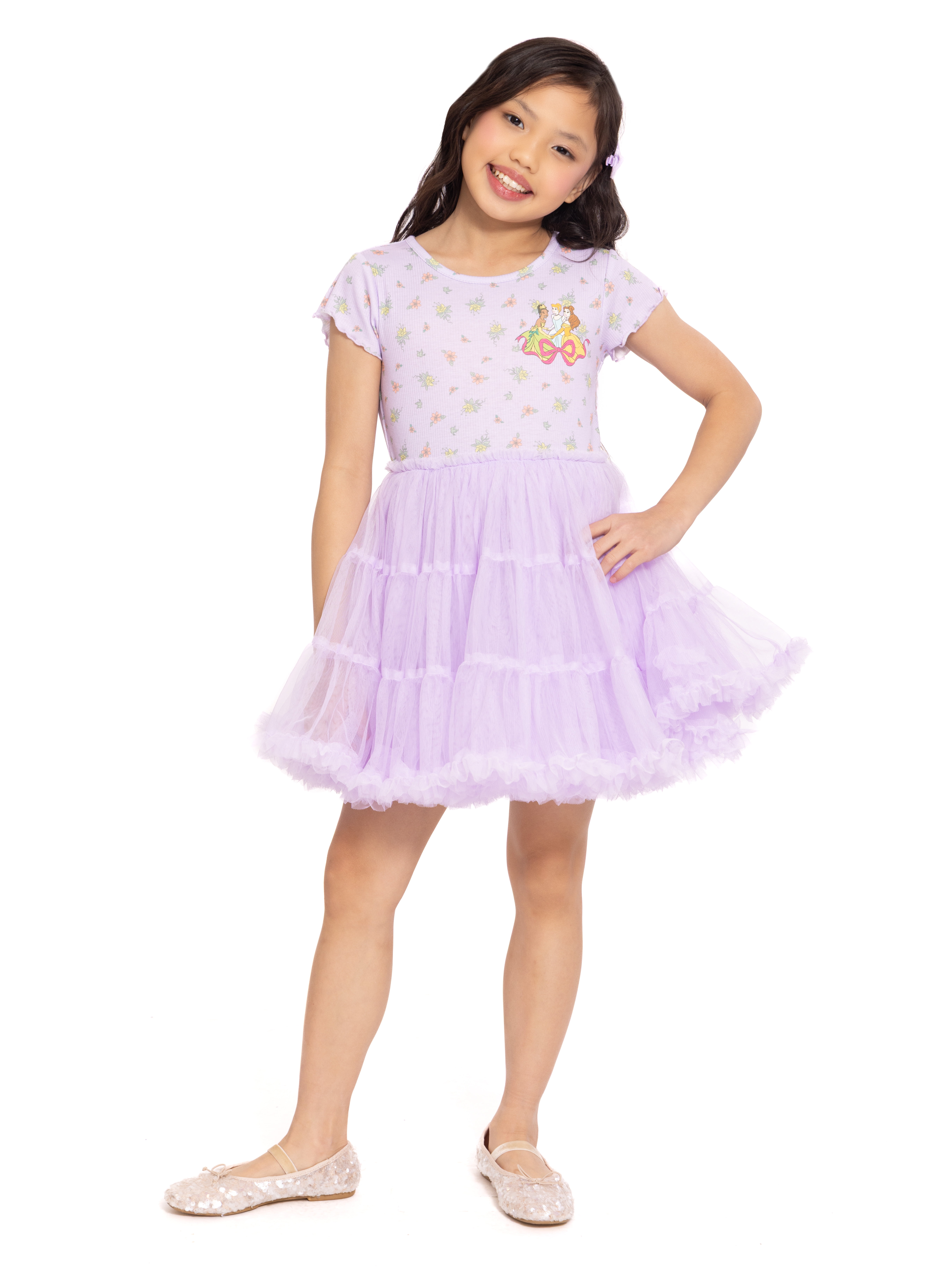 Disney Princess Girls' Graphic Tutu Dress with Short Sleeves, Sizes 4-12