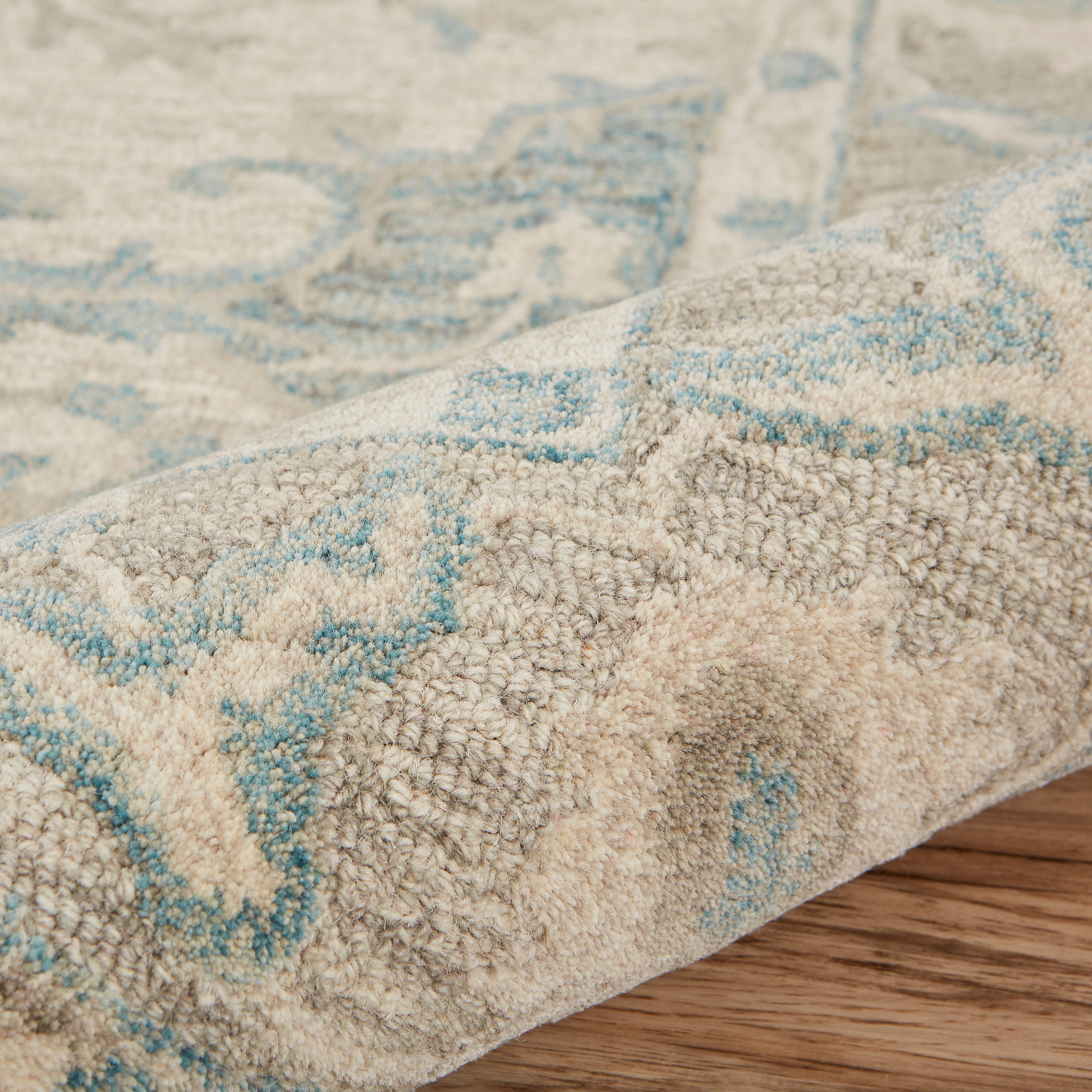 Ox Bay Epoch 7'9" x 9'9" Blue/Ivory Medallion Hand-Tufted Wool Blend Indoor Area Rug