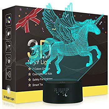 Lamps Buy Online Unicorn Night Light 3D Illusion Lamp, Led Optical Lights 7 Colors Changing Touch Control USB Powered Table Desk Lamps for Home Kids Room Decor Boys Girls Christmas Birthday Gifts ()