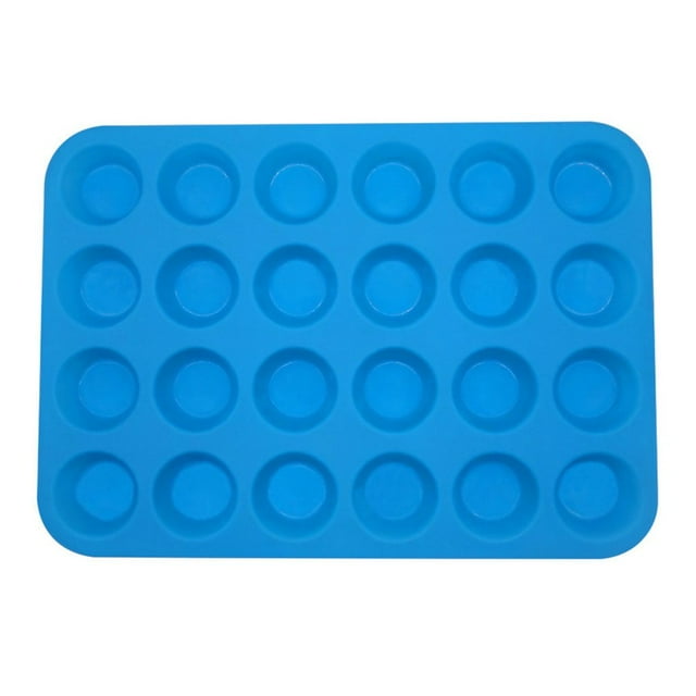 24 Cavity Mini Muffin Cup Silicone Soap Cookies Cupcake Bakeware Pan Tray Mould
