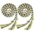 thumbnail image 1 of 2 cordones de honor dobles con borlas para la temporada de graduación, 1,7 m, de poliéster azul y dorado, para decoración de graduación, accesorios para collares., 1 of 9