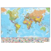 Maps International Giant World Wall Map with Country Flags - Mega Map Of The World Poster - 88.5 x 59 - Political