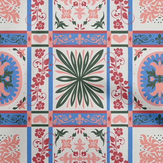 oneOone Viscose Chiffon Medium Blue Fabric Asian Ornamental Dress Material Fabric Print Fabric By The Yard 42 Inch Wide