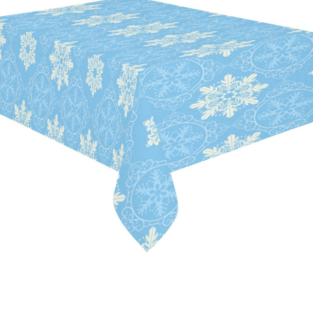 MYPOP Christmas Winter Snowflake Cotton Linen Tablecloth 60x84 Inches