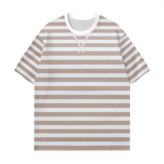 XMHJSMD Women Oversized Striped Color Block Short Sleeve Crew Neck T Shirts Casual Loose Pullover Tops Summer Tee Shirt(Brown,S)