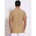 thumbnail image 3 of DARING DIVA Men's Casual Knitted Hollow Out Short Sleeve Shirt M Khaki, 3 of 7