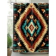 thumbnail image 2 of Boho Orange Teal Standard Shower Curtain Set, Waterproof Shower Curtains for Bathroom, Southwestern Abstract Geometric Ethnic Washable Fabric Cloth Bath Curtain for Bathtub with Hooks 72x72 Inches, 2 of 6
