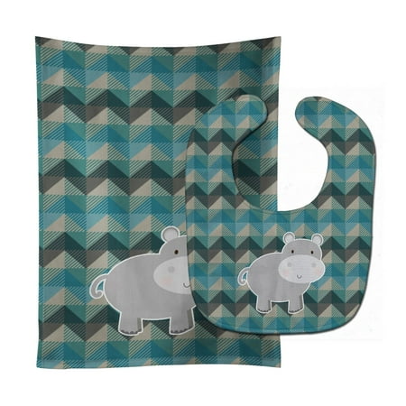 Hippopotamus Baby Bib and Burp Cloth