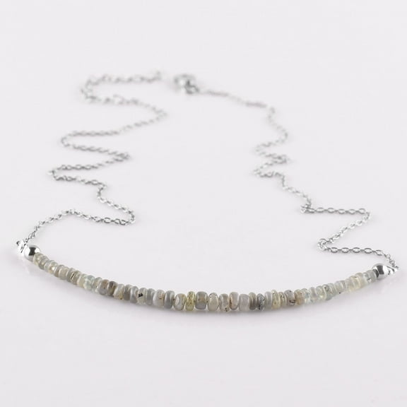 Natural Alexandrite Gemstone Beaded Crystals Handmade Bar Necklace Jewelry for Women, Birthstone Crystals and Healing Stones, Rhodium Plated 925 Sterling Silver, Birthday Gift for Her