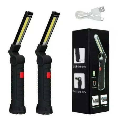 RVPOZWER Rechargeable LED COB Work Light Mechanic Flashlight Lamp Magnetic Base Bright-2 Pack