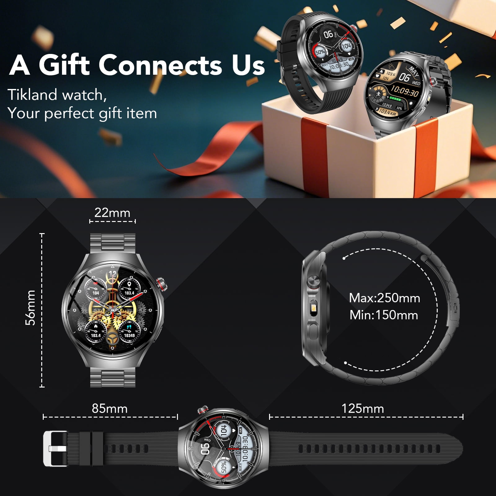 Smart Watch for Men, 1.52" AMOLED Bluetooth Calling Smartwatch for Android iOS, Built-in Flashlight, 1000mAh Long Battery Fitness Tracker, 120+ Sports, IP68 Water Resistant