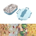 thumbnail image 2 of Fiambrera portátil de acero inoxidable de 4 rejillas para estudiantes y adultos con tazón para sopa y recipiente para almacenar alimentos, color azul, 2 of 8