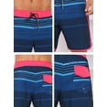 thumbnail image 6 of DARING DIVA Men's Drawstring Waist Color Block Striped Board Shorts 30 Dark Blue, 6 of 6