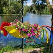 Metal Flower Pot Exquisite Shape Colorful Rooster Flower Pot Hanging Planter Garden Decorative Flower Pots,S,E