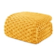 thumbnail image 4 of Exclusivo Mezcla King Size Soft Fleece Blanket, 90"x104" Stylish Jacquard Velvet Blanket for Bed, Cozy Soft Lightweight for All Season, Mustard Yellow, 4 of 9