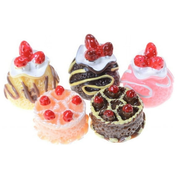 5pcs Dessert 3D Resin Cream Cakes Miniature food Dollhouse Accessories