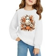 thumbnail image 4 of Weebloom Halloween Hoodies for Boys Kids Skeleton Pumpkin Design Long Sleeve Crewneck Tops Girls Cute 6-7 Years White, 4 of 4