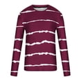 thumbnail image 5 of Penkiiy Men Casual Round Neck Stripe Printing Pullover Fitness Sports Shorts Sleeves T Shirt Blouse L Wine, 5 of 5