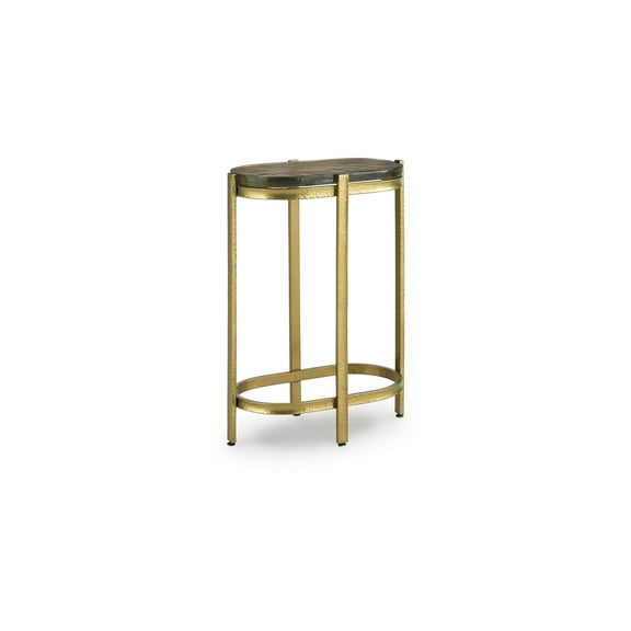 Signature Design by Ashley Porterville Accent Table - Gold Finish with Iridescent Glass Top, Metal Construction