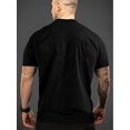 thumbnail image 2 of Camiseta de manga corta con cuello redondo y estampado de letras para hombre, informal, ligera y cómoda, ideal para verano y exteriores. Diseño de impresión aleatoria., 2 of 6