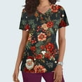 thumbnail image 2 of Christmas Scrubs for Women Strech Cute Santa Print Scrubs Top Short Sleeve V Neck Nursing Work Uniforms Pockets, M, 2 of 5