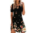 thumbnail image 2 of Travel Dresses for Women Wrinkle Free, Mini Summer Clothes 2023 Dresses Casual Floral Printed Tank Sleeveless Dress Crewneck Loose Beach Short, 2 of 7