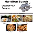 thumbnail image 5 of Hamilton Beach Cookware Set, 10-Pieces, Pots, Pans, and Glass Lids, Nonstick PFOA-Free, PTFE-Free Ceramic Interior, Heavy-Duty Aluminum Construction, Modern Matte Gray, Professional Tapered Shape, 5 of 7