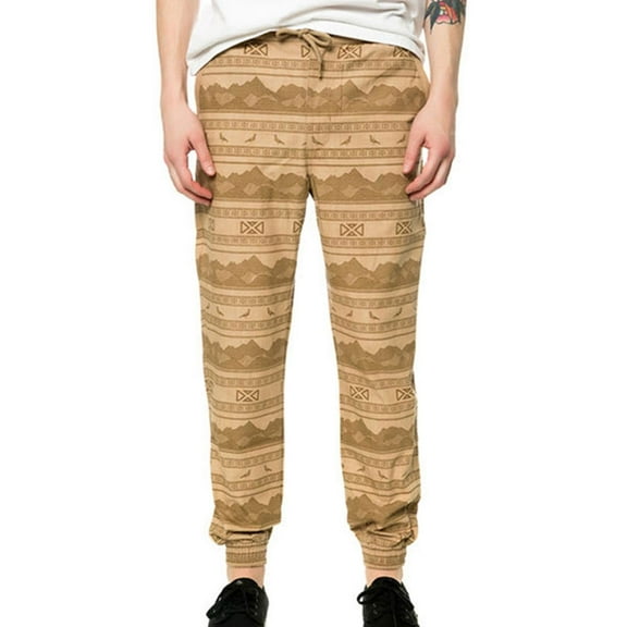 Staple Mens The Kalahari Cuff Casual Trouser Pants, Brown, 36W x 30L