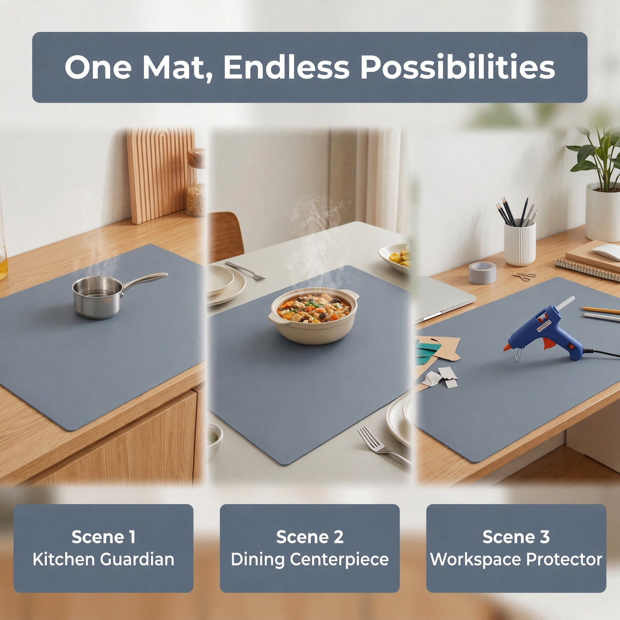 Unique Bargains Silicone Heat Resistant Countertop Protector Pad Mat Dark Gray 35.4"x23.6"