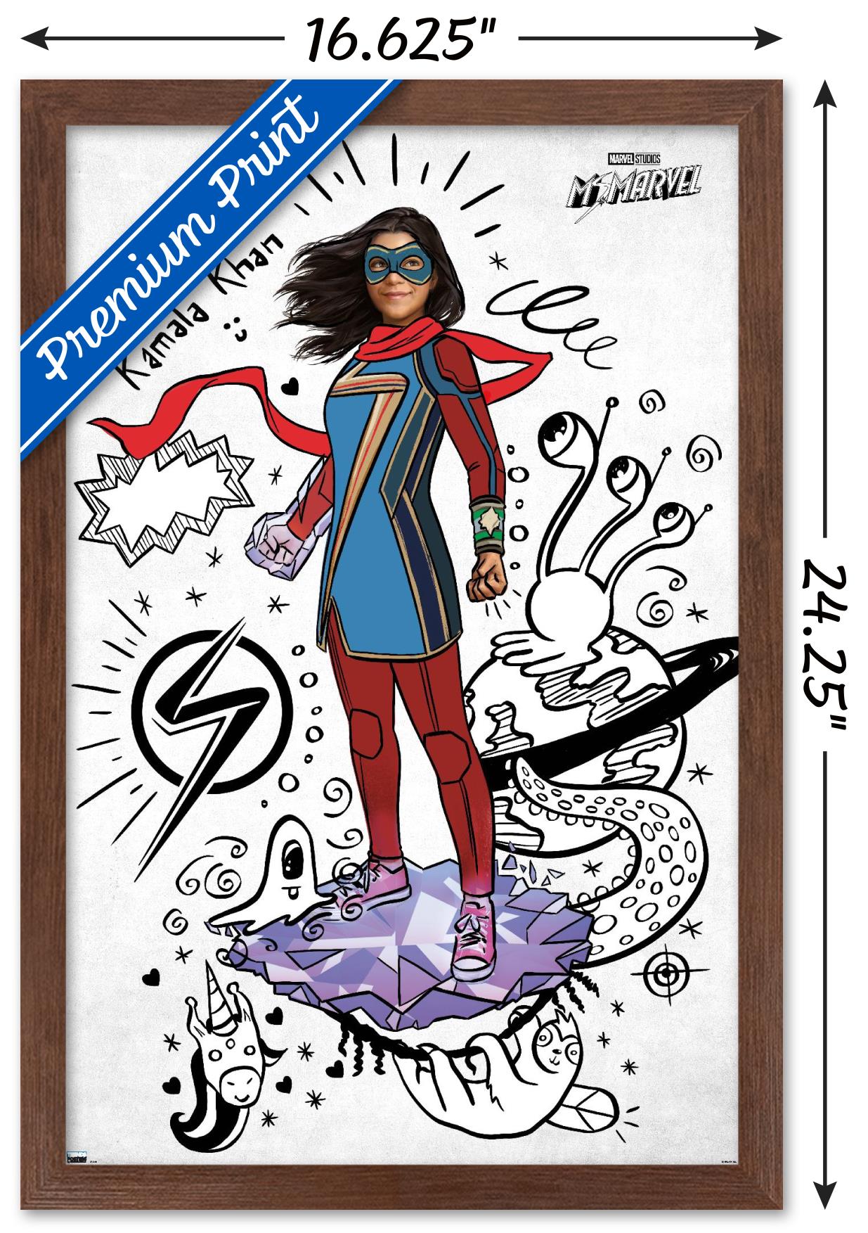 Marvel Ms. Marvel - Doodles Wall Poster, 14.725" x 22.375" Framed