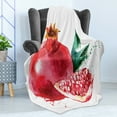 thumbnail image 4 of Fruit Soft Flannel Fleece Blanket, Pomegranate Hand Drawn Watercolor Style Paint Yummy Juicy Winter Taste Art, Cozy Plush for Indoor and Outdoor Use, 50" x 60", Magenta Forest Green, by Ambesonne, 4 of 5