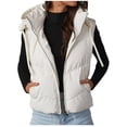 thumbnail image 2 of Hvyesh Puffer Vest for Women Warm Sleeveless Coat Zip Up Hooded Outerwear Lightweight Winter Padded Gilet Jacket with Pockets White, 2 of 10