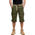 thumbnail image 4 of Sewkxo Mens Cargo Work Pants Lightweight Button Down Zipper Elastic Waist Cargo Pants Spring Summer Straight Fit Loose Fit Casual Workout Shorts Multi Pockets,Army Green XL, 4 of 4
