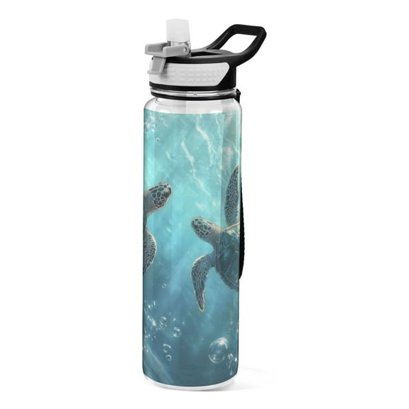 Qxltty Sea Turtle Water Bottle 32 oz with Straw BPA Free Reusable Fitness Sport Bottle Perfect for Travel School Outdoors and Gym