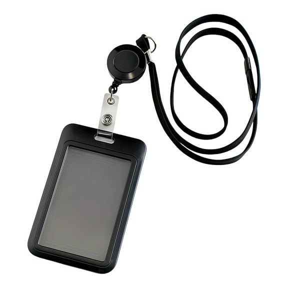 Sliding Action Card Holder with Detachable Lanyard Retractable ABS Badge Case for School Travel Essentials