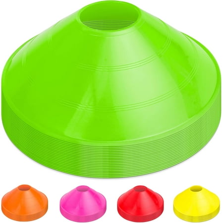 Premium Sports Cones for Training and Drills - 20 Pack with Tote - Orange, Green, Pink, Yellow, or Red