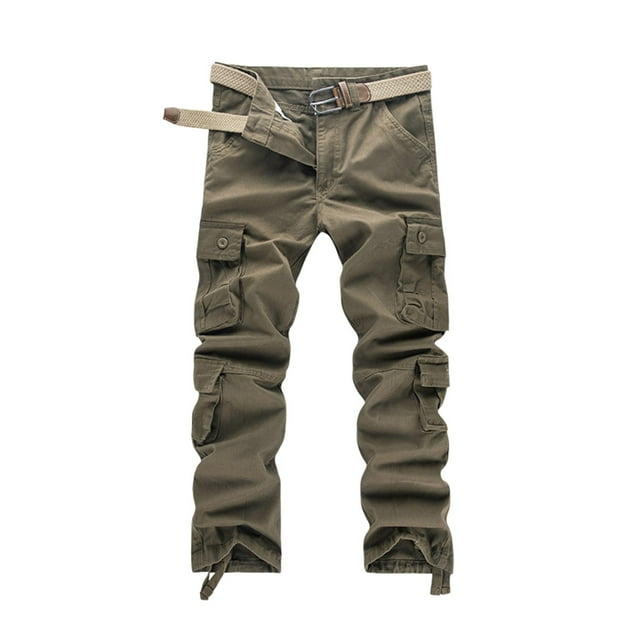 WEAIXIMIUNG Mens Cargo Work Pants Men's Pocket Overalls Long Pants Thick Pants Loose Wear Solid Color Pants