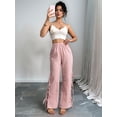 thumbnail image 2 of Womens Gingham Plaid Wide Leg Pants Y2k Lounge Pants Lace Up Loose Trousers Pink L, 2 of 9