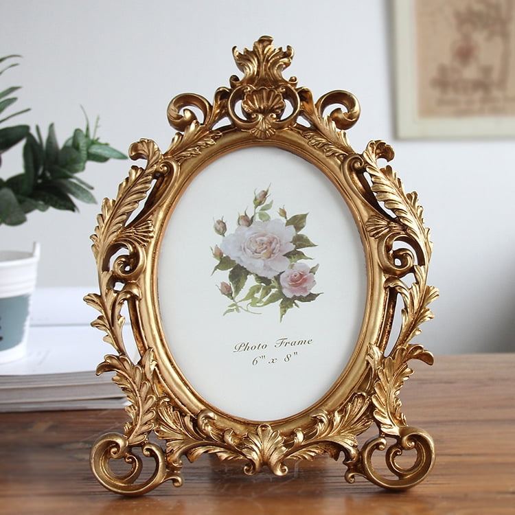 Resin Photo Frame Rose Statue Vintage Collectable Decoration Gift Home 5''X7'' 