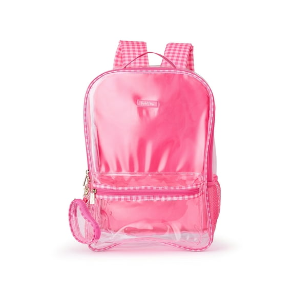 Packed Party Girls' Clear Check Me Out Backpack, Pink Gingham