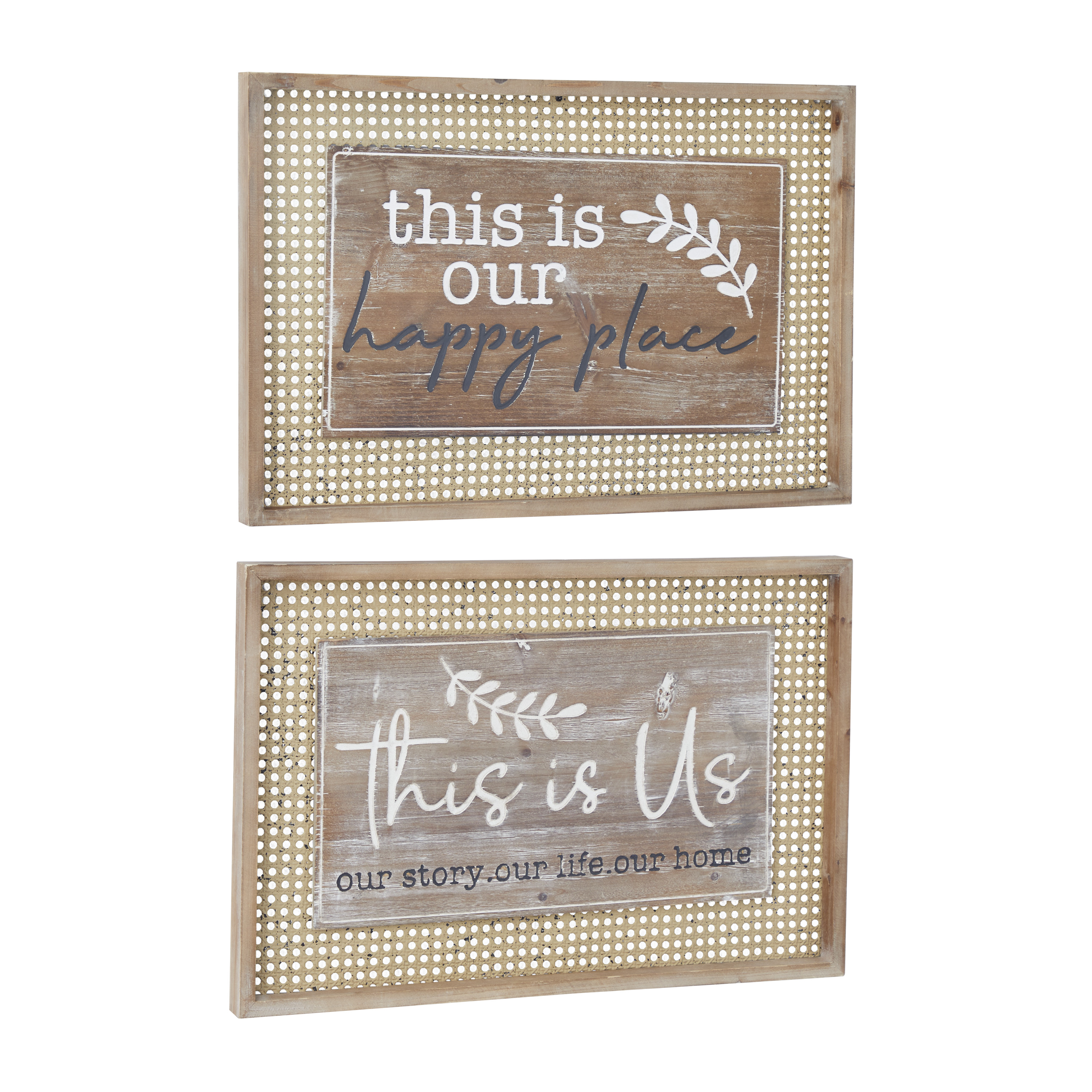 DecMode Brown Wood Farmhouse Wall Decor, Set of 2