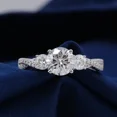 thumbnail image 2 of Kalapi Jewel 1.3 Ct Moissanite Anniversary Ring for Her - Stunning Round Cut in 14K White Gold Plated Three Stone Ring - Gift for Proposals or Anniversaries - Perfect Gifts for Her, 2 of 5