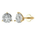 thumbnail image 2 of 4 Ct Round Cut Studs White Sapphire 18K Yellow Solid Solid Gold Everyday Dainty Earrings Screw Back, 2 of 7