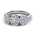 thumbnail image 3 of HeartsAndYou 2.4ct Oval Cut Moissanite Engagement Ring for Women 18k White Gold over Silver Trilogy Solitaire, 3 of 6