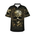 thumbnail image 1 of Balery Vintage Gold Leaf Skull Camisas hawaianas de manga corta para hombre, camisas playeras de corte holgado, camisas de vacaciones con botones,XX-Large, 1 of 7