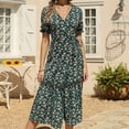 thumbnail image 5 of Ichuanyi Summer Dresses Women's Fashion Causual V-Neck Chiffon Floral Boho Beach Short Sleeve Dress, 5 of 5